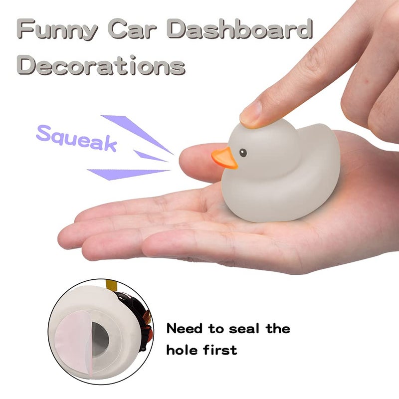 Wonuu Rubber Duck Toy Car Decoration Ornaments Dashboard Decorations Cool Glasses Duck with Propeller Helmet (Grey-Mouse) - Image 3